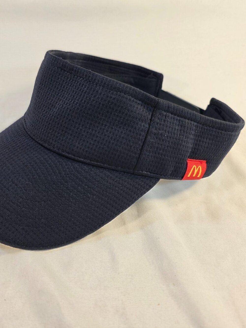 McDonalds Employee Visor Hat Adjustable Logo Navy Blue Yellow Workwear